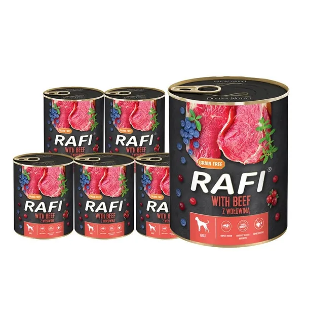 Mokra karma dla psa Rafi z wołowiną zestaw 12 x 800 g