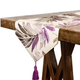bieznik-na-stol-obrus-dekoracyjny-matowy-gladki-liscie-kwiaty-180x32-cm