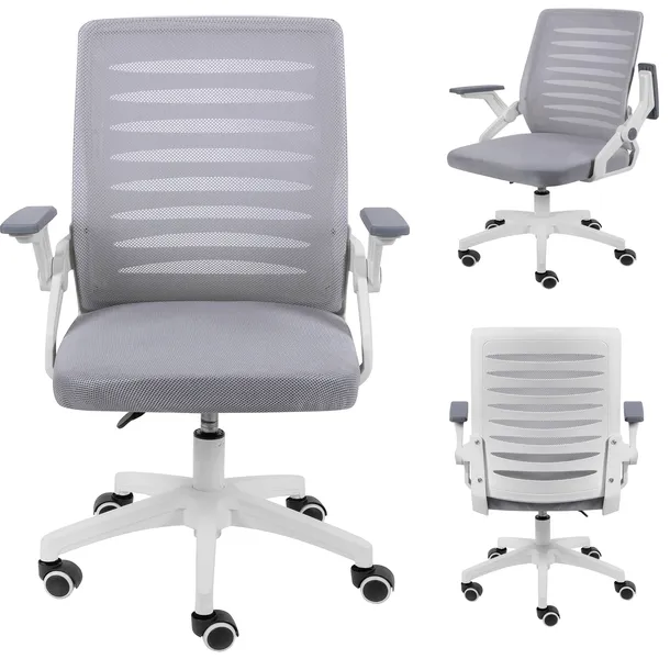 FOTEL OBROTOWY KRZESŁO BIUROWE DO BIURKA PRACY BIURA ERGONOMICZNE SZARE