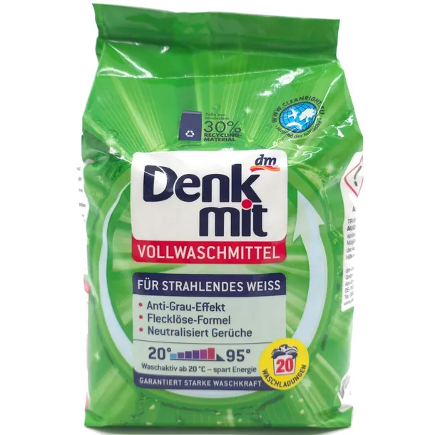 DENKMIT Vollwaschmittel proszek do prania białego 20 prań 1,35kg z NIEMIEC