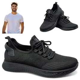 buty-meskie-sportowe-41-czarne-polbuty-wiosna-lato-wiazane-przewiewne-news