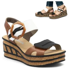 wygodne-sandaly-damskie-na-koturnie-41-rieker-eleganckie-na-rzepy-brazowe