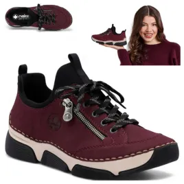 rieker-sneakersy-damskie-40-sportowe-wygodne-polbuty-wsuwane-bordowe-jesien