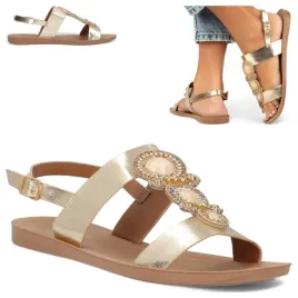 damskie-sandaly-eleganckie-36-filippo-plaska-podeszwa-zlote-letnie-lekkie
