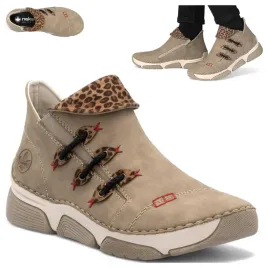 damskie-buty-41-rieker-jesienne-botki-sportowe-na-zamek-do-kostki-bezowe