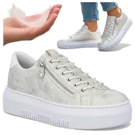 polbuty-damskie-39-rieker-sneakersy-eleganckie-na-platformie-lekkie-zlote