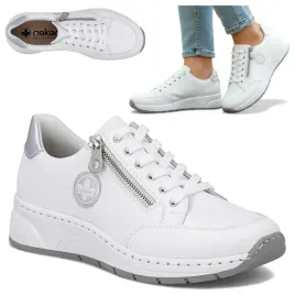 polbuty-damskie-skorzane-40-rieker-biale-sneakersy-sportowe-wiazane-wygodne