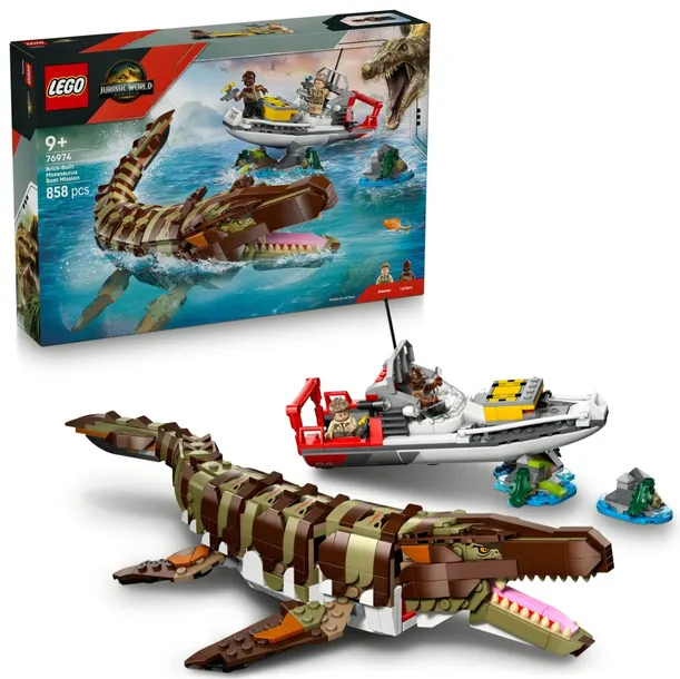 LEGO 76974 Jurassic World Misja na łodzi i model mozazaura