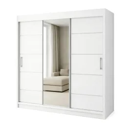 Zdjęcie produktu SZAFA PRZESUWNA z Lustrem 180cm TIO3 Biała/Dąb Sonoma/Wenge Duża Garderoba