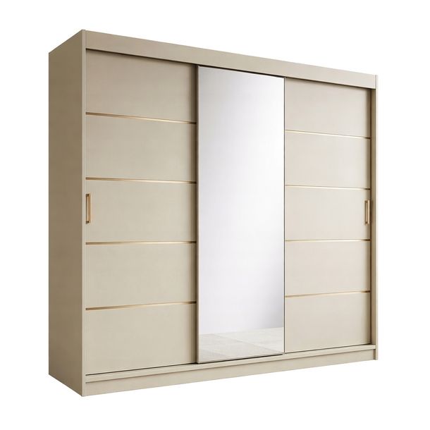 SZAFA PRZESUWNA z Lustrem 180cm Kaszmir/Złoto Lux Garderoba