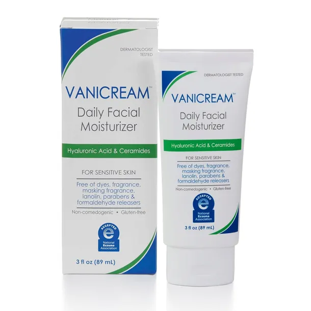 Vanicream Krem nawilżający do twarzy z kw. hialuronowym i ceramidami, 89 ml