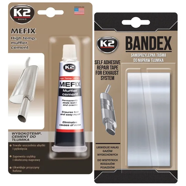 K2 ZESTAW DO NAPRAWY TŁUMIKA BANDEX MEFIX Cement pasta + taśma bandaż
