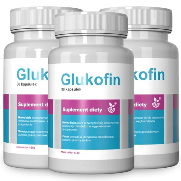 3x Glukofin - Prawidłowy metabolizm węglowodanów, dla diabetyków 30 kaps