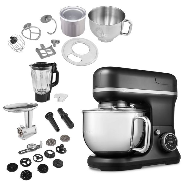 MOCNY ROBOT KUCHENNY 4w1 Z MISĄ 5L 1200W 8 POZIOMÓW CZARNY LCD DOTYKOWY