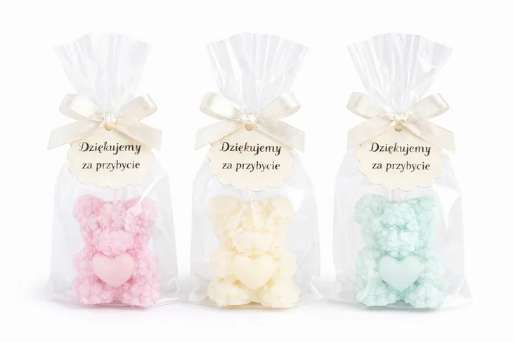 Podziękowania dla gości miś chrzest roczek baby shower