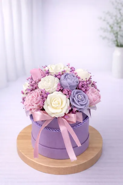 Flower Box Świece Sojowe Wieczny Bukiet Prezent Urodziny Imieniny