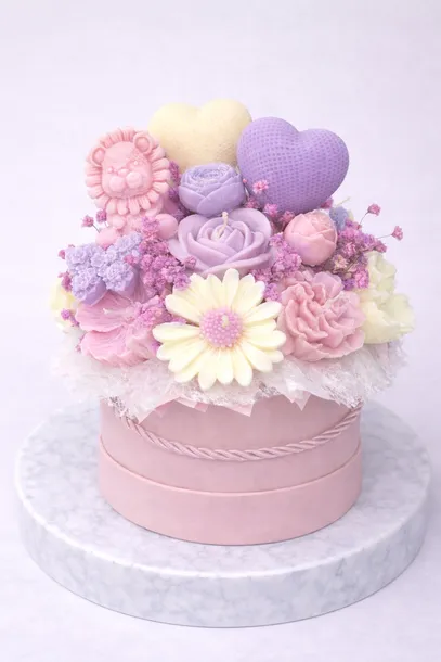 Prezent na chrzest Candle flower box wieczny bukiet urodziny imieniny