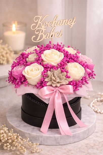 Prezent na dzień babci Flower Box Świece Sojowe Wieczny Bukiet