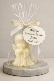 Zdjęcie produktu Podziękowanie dla gości na Komunię Aniołek świeca personalizowana winietka