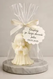 Zdjęcie produktu Podziękowanie dla gości na Komunię Aniołek świeca personalizowana winietka