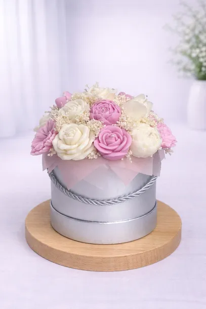 Flower Box Świece Sojowe Wieczny Bukiet Prezent Urodziny Imieniny