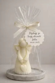 Zdjęcie produktu Podziękowanie dla gości na Komunię Aniołek świeca personalizowana winietka