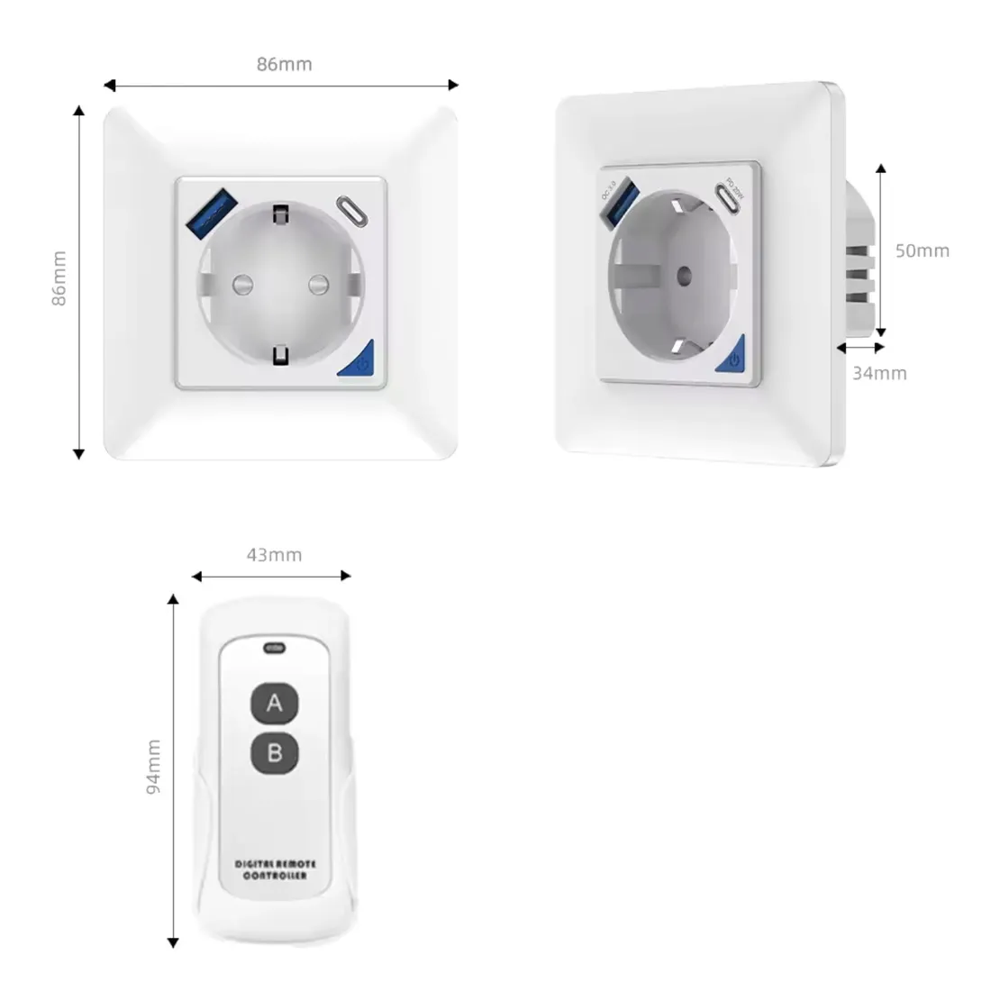 gniazdko-scienne-kontakt-usb-usb-c-16a-wifi-tuya-stan-nowy