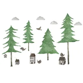 naklejki-na-sciane-dla-dzieci-las-drzewka-chmurki