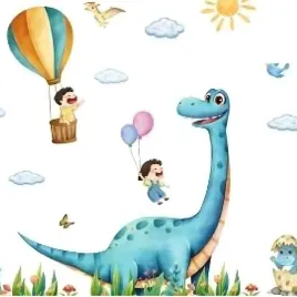 naklejki-na-sciane-dla-dzieci-dinozaur-balon-chmurki