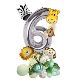 balony-zoo-zwierzeta-srebrne-dekoracja-urodziny-cyfra-6