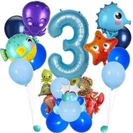 balony-zwierzeta-morskie-dekoracja-urodziny-cyfra-3