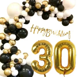 girlanda-balonowa-balony-zlote-czarne-biale-30-urodziny-party-dekoracja