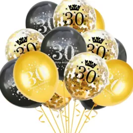 balony-na-30-urodziny-trzydziestka-zlote-czarne-konfetti-dekoracja-urodziny