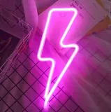 lampka-neonowa-nocna-piorun-rozowy-pink-neon-led-dekoracje-stan-nowy