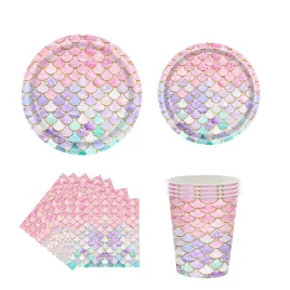 kolorowe-talerze-kubki-serwetki-papierowe-syrenka-morskie-urodziny-party