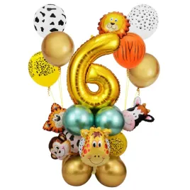 balony-foliowe-zlote-cyfra-6-zwierzeta-zoo-urodziny-dekoracja-party