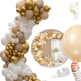 girlanda-balonowa-balony-biale-zlote-bezowe-urodziny-wesele-komunia-chrzest