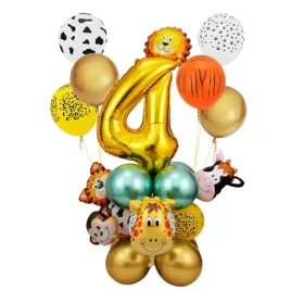 balony-foliowe-zlote-cyfra-4-zwierzeta-zoo-urodziny-dekoracja-party