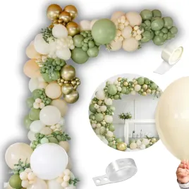 balony-zielone-na-urodziny-chrzest-roczek-biale-zlote-girlanda-balonowa-luk