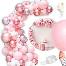 balony-na-urodziny-roczek-rozowe-biale-rose-gold-girlanda-balonowa-zestaw