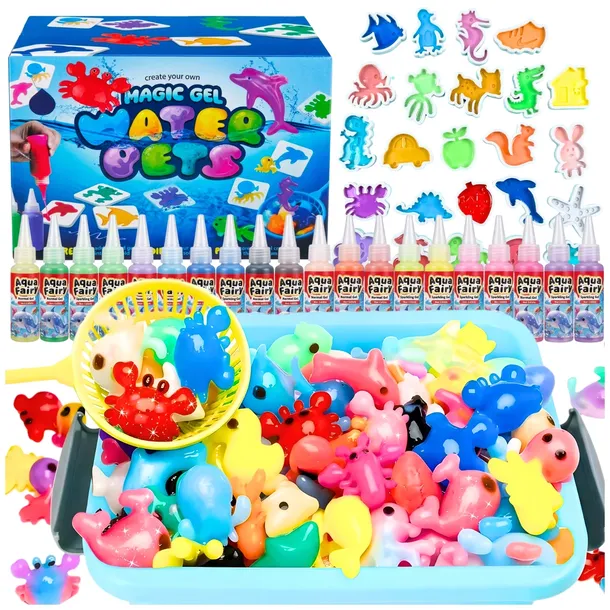 ZESTAW KREATYWNY DZIECI EDUKACYJNY DIY ŻELOWE MAGICZNE FIGURKI WODNE KOLORY