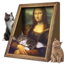drapak-legowiko-dla-kota-tektura-2w1-mata-do-drapania-obraz-mona-lisa
