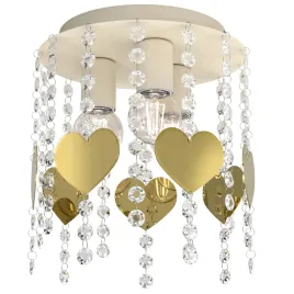 lampa-dziecieca-sufitowa-plafon-3x-e27-bezowa-ecru-zlota-serce-krysztalki