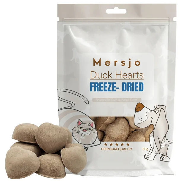 Liofilizowane Kacze Serduszka Mersjo 50g naturalny przysmak dla psa i kota