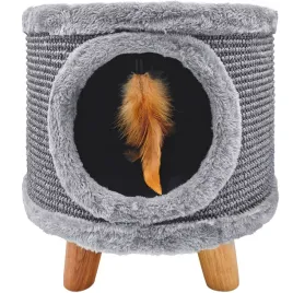 solidny-drapak-dla-kota-budka-domek-z-piorkiem-i-legowiskiem-38-cm