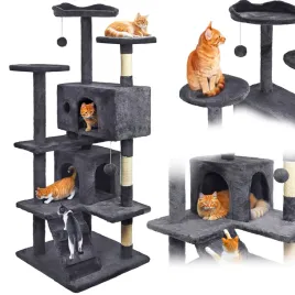 drapak-dla-kota-stabilny-wysoki-7-poziomow-legowisko-ciemnoszary-138cm