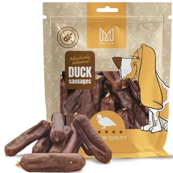 Kiełbaski z kaczki MERSJO 500g - naturalne smaczki dla psa bezglutenowe