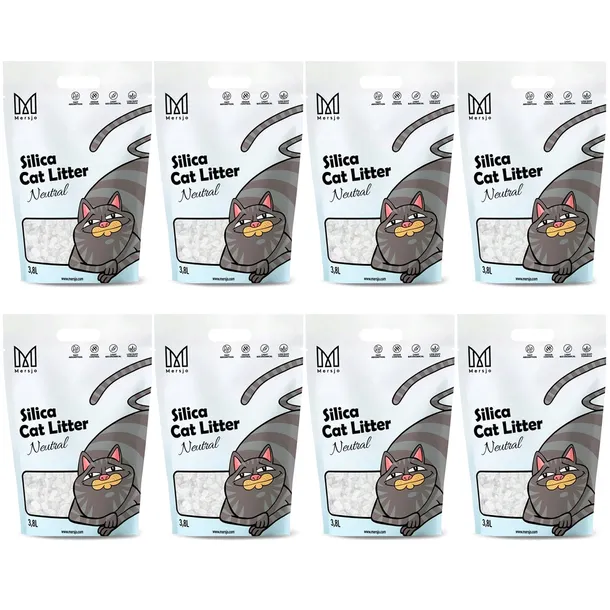 8x ŻWIREK SILIKONOWY dla kota PREMIUM bezpyłowy naturalny Mersjo 3,8L