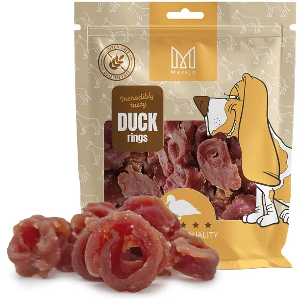 MERSJO miękkie krążki z kaczki 500g naturalny przysmak dla psa bez zbóż