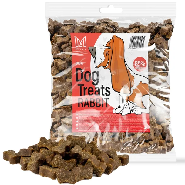 TRESERKI MIĘSNE PRZYSMAK DLA PSA SMAKOŁYK MERSJO KRÓLIK 85% MIĘSA 500g